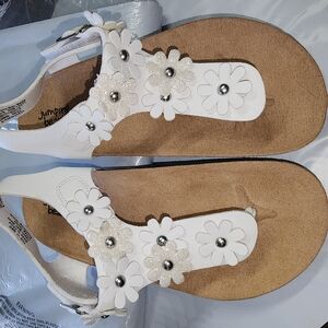 New White Floral Sandals
